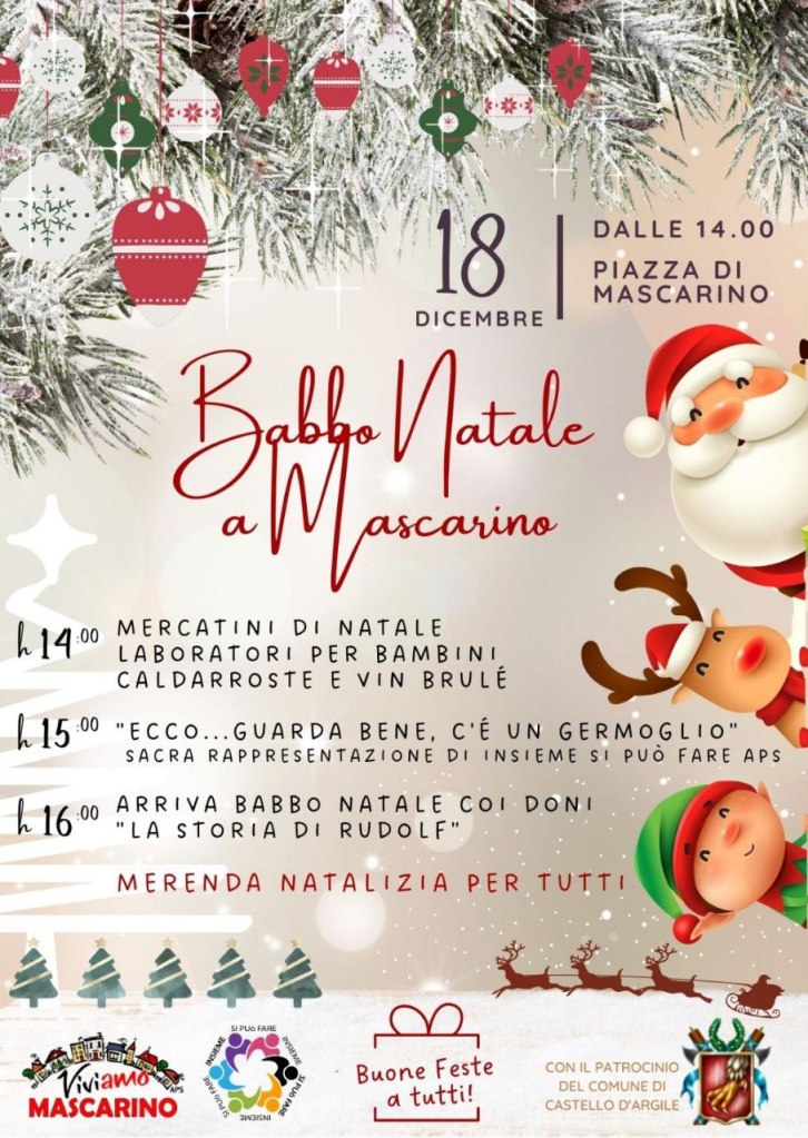 Babbo Natale a Mascarino 2022 il 18 dicembre dalle 14