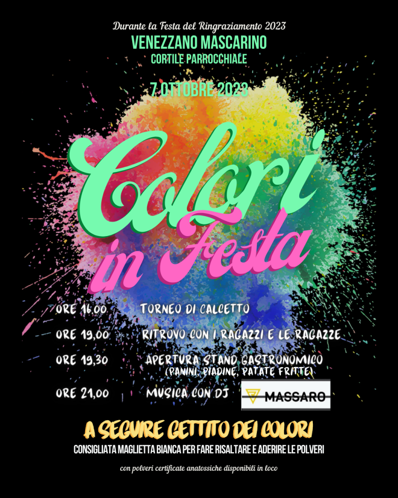 Festa del Ringraziamento 2023 Volantino dedicato "Colori in Festa"